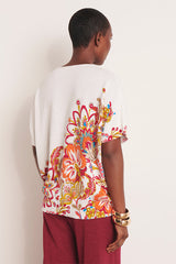 ALISCAS PRINTED KNIT WHITE KIMONO SWEATER