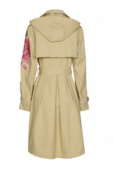 CAMEL EMBROIDERED TRENCH COAT