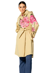 CAMEL EMBROIDERED TRENCH COAT