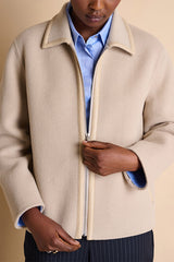 MARGINAL BEIGE SHORT STRAIGHT ZIP COAT