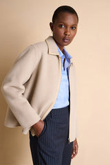 MARGINAL BEIGE SHORT STRAIGHT ZIP COAT