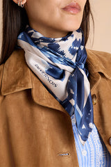 EYRA BLUE SQUARE LEOPARD PRINT SCARF