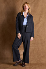 BILLY BLUE SHORT STRIPED BUTTON-DOWN JACKET