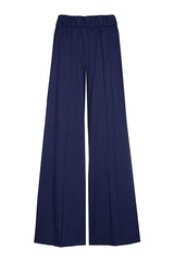 INDIGO ELASTICATED WAIST FINE COTTON PALAZZO TROUSERS