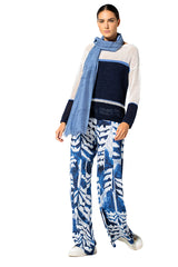 BLUE PRINTED LOOSE PALAZZO TROUSERS