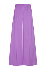 PURPLE ELASTICATED WAIST FINE COTTON PALAZZO TROUSERS