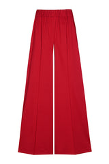 DARK RED ELASTICATED WAIST FINE COTTON PALAZZO TROUSERS