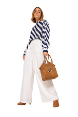 NORMAL PLEAT DETAIL WAIST WIDE LEG TROUSERS