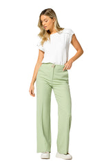 ALOE GREEN CREASED STRAIGHT TROUSERS