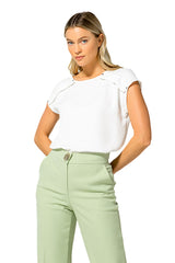 ALOE GREEN CREASED STRAIGHT TROUSERS