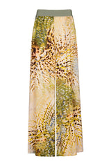 ELASTICATED WAIST SAFARI PRINT PALAZZO TROUSERS