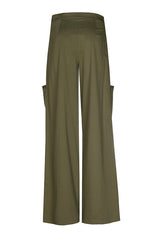 PLEAT POCKET DETAIL WIDE LEG TROUSERS