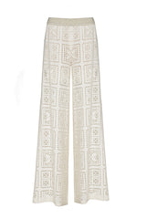 IVORY LACE SEMI-LINED PALAZZO TROUSERS