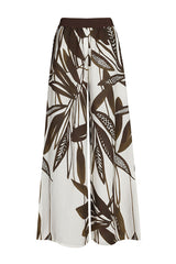 BROWN BOTANICAL PRINT PALAZZO TROUSERS