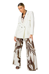 BROWN BOTANICAL PRINT PALAZZO TROUSERS