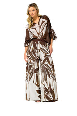 BROWN BOTANICAL PRINT PALAZZO TROUSERS