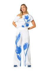 FLORAL PRINT PALAZZO COTTON TROUSERS