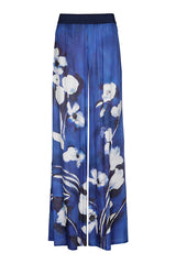 ELASTICATED WAIST WATERCOLOUR PRINT PALAZZO TROUSERS