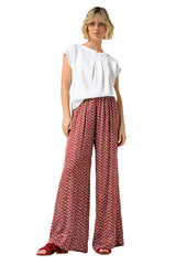 ELASTICATED WAIST ABSTRACT PATTERN TROUSERS