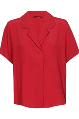 DARK RED ELEGANT COLLAR TOP