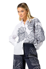 LEAF EMBROIDERY OVERSIZED SHIRT