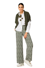 KHAKI FLOWER DETAIL OVERSIZED COTTON SHIRT