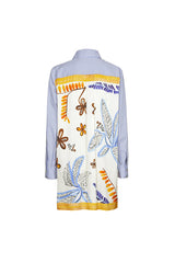 SAFFRON FOULARD PATTERN STRIPED OVERSIZED SHIRT