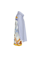 SAFFRON FOULARD PATTERN STRIPED OVERSIZED SHIRT