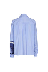 FOULARD DETAIL STRIPED OVERSIZED SHIRT