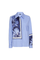 FOULARD DETAIL STRIPED OVERSIZED SHIRT