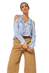 FLOUNCE SATIN BLOUSE