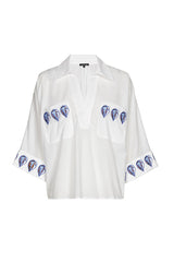 SHORT OVERSIZED EMBROIDERED BLOUSE