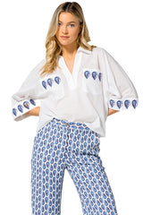 SHORT OVERSIZED EMBROIDERED BLOUSE