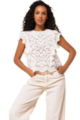 FLOUNCED SLEEVE ELEGANT TOP