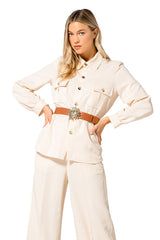 CREAM SAFARI BLOUSE JACKET