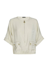 LIGHT SHEEN ZIP FLOWING TOP