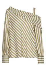 ASYMMETRIC SHOULDER STRIPED BLOUSE