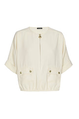 BEIGE ELASTICATED HEM LOOSE TOP