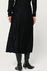 BLACK VERTICAL LINKS MIDI SKIRT