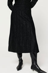 BLACK VERTICAL LINKS MIDI SKIRT