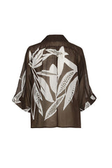 BROWN BOTANICAL PRINT AIRY BLOUSE