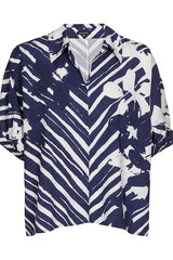 GRAPHIC FLORAL PATTERN LOOSE FITTING BLOUSE