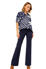 GRAPHIC FLORAL PATTERN LOOSE FITTING BLOUSE