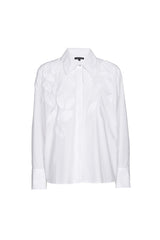 STITCHED LEAVES WHITE OVERSIZED SHIRT