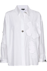 FRAYED FLORAL DETAIL OVERSIZED SHIRT