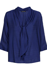 INDIGO INTEGRATED SCARF FLOWING BLOUSE