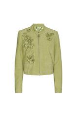 ALOE GREEN FLORAL DETAIL NUBUCK JACKET