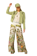 ALOE GREEN FLORAL DETAIL NUBUCK JACKET
