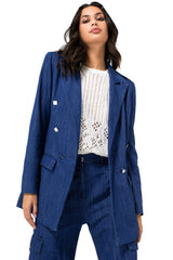 SMOOTH SLIGHTLY FITTED DENIM BLAZER