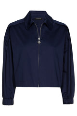 NAVY SMOOTH COTTON BOMBER JACKET